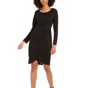 NY Collection Black Long Sleeve Faux Wrap Dress NWT Size MP